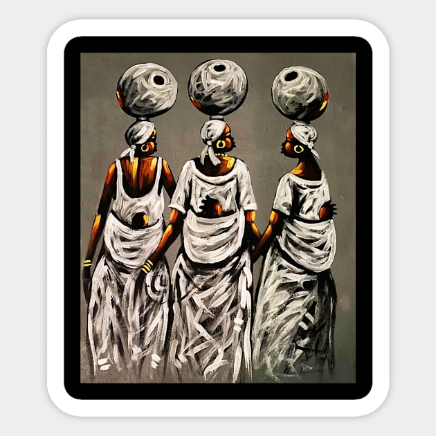 African Women carrying Children, African Artwork Sticker by dukito